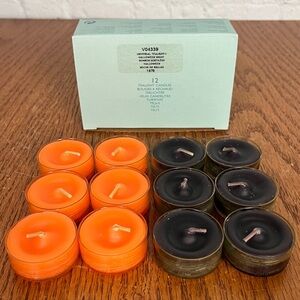 Partylite Halloween Night  Tealights x 12 NWT Orange and Black